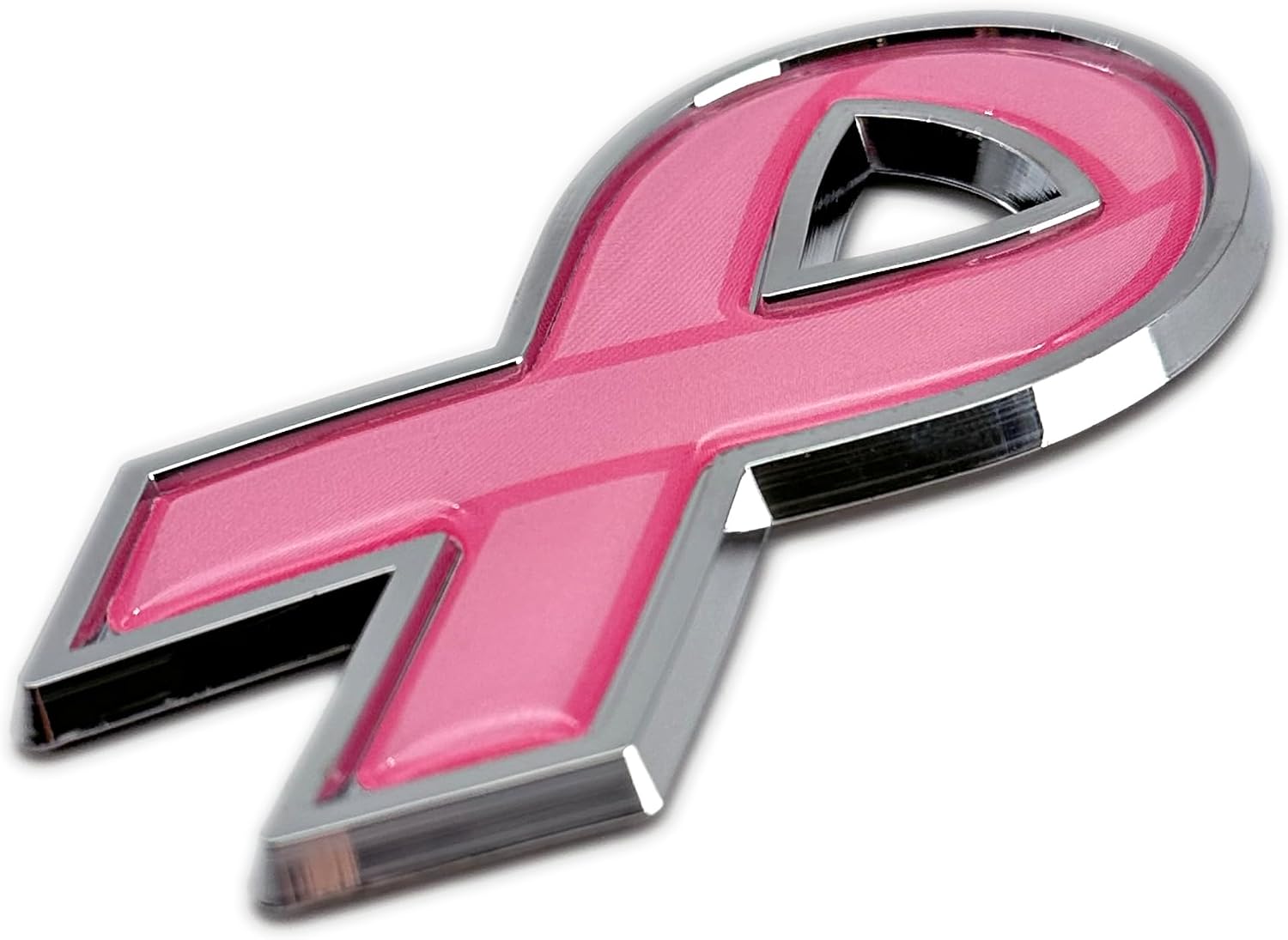 Elektroplate Pink Ribbon OEM Chrome Emblem for Cars, Trucks, and All Auto | Universal Fit at 3.25” x 1.5” | Weatherproof