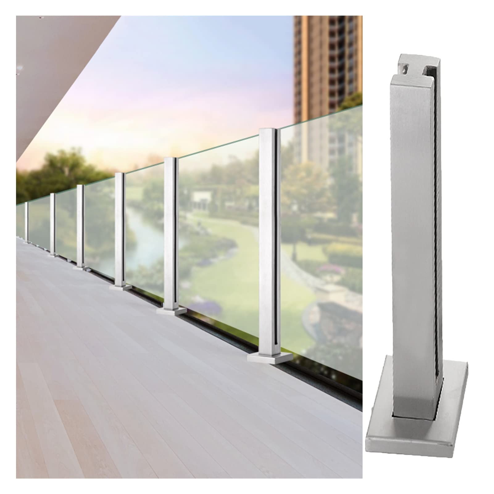 Abrazadera de poste de acero inoxidable gris de 85 cm para barandillas de jardín duraderas