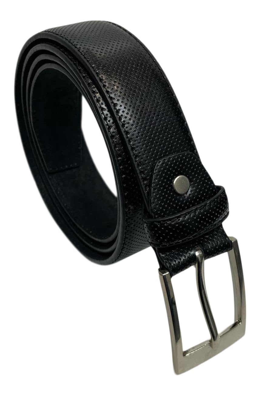Men's Leather Belt, Black Trouser Belts for Men, 1.25" Wide, Stylish Belt for Special Occasions or Work (Small)