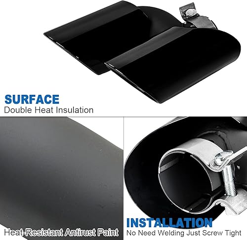 Miniatura 4 de Puntas de escape negras brillantes estilo GTS compatibles con puntas de escape Porsche Macan 2019-2023, base 2.0T (95B.2)