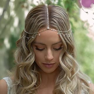 STONEFANS Rhinestone Head Chain Bride Headpiece Wedding Headbands Chain Layered Festival Prom Hair Accessories for Women