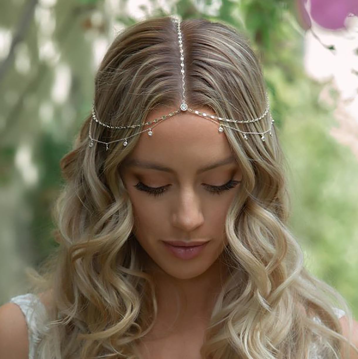 STONEFANS Rhinestone Head Chain Gold Bride Headpiece Wedding Headbands Chain Layered Festival Prom Hair Accessories for Women And Girls (Gold)