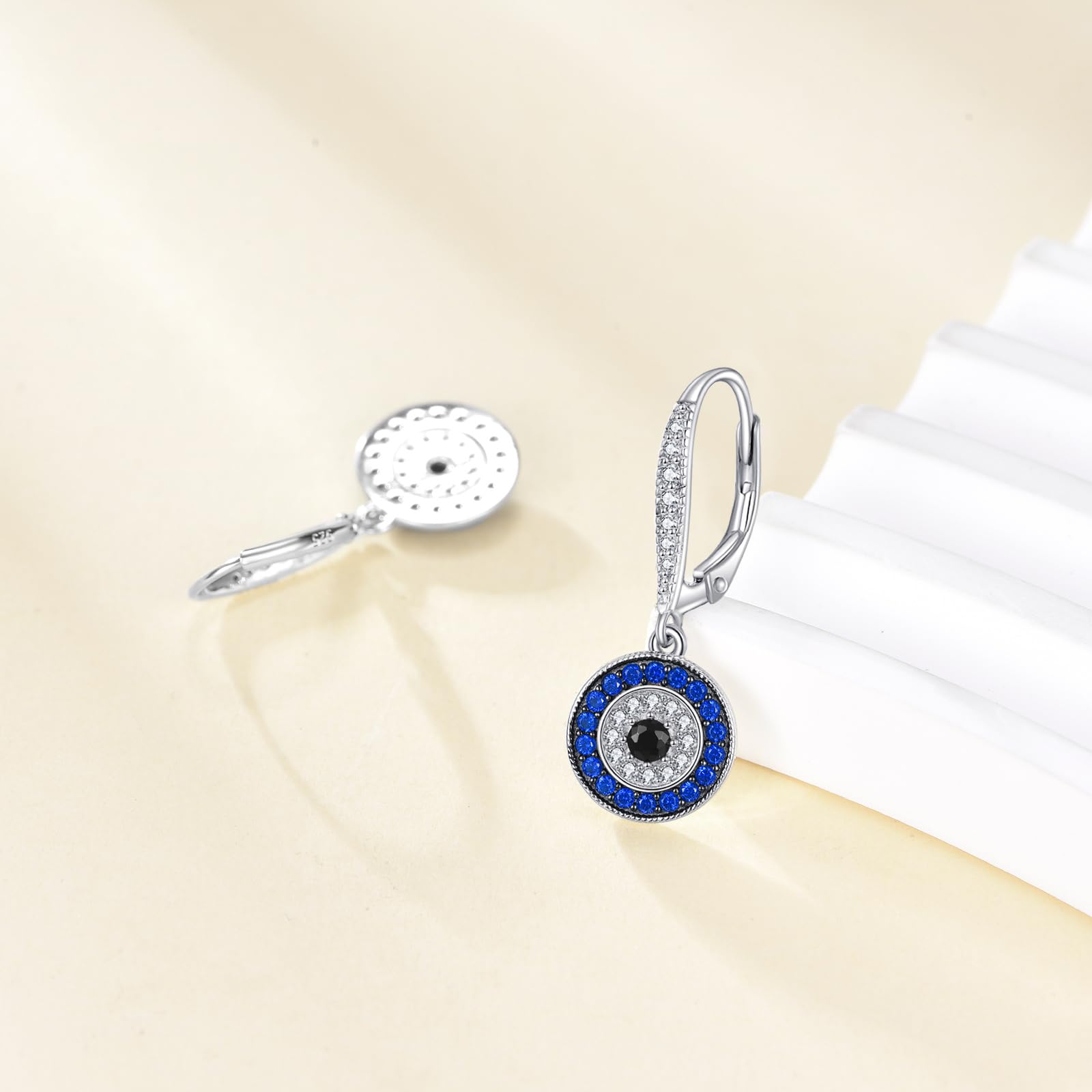 VONALA Pendientes de ojo turco para mujer, plata de ley 925, aretes colgantes de gota de mal de ojo, regalos para familiares y amigos