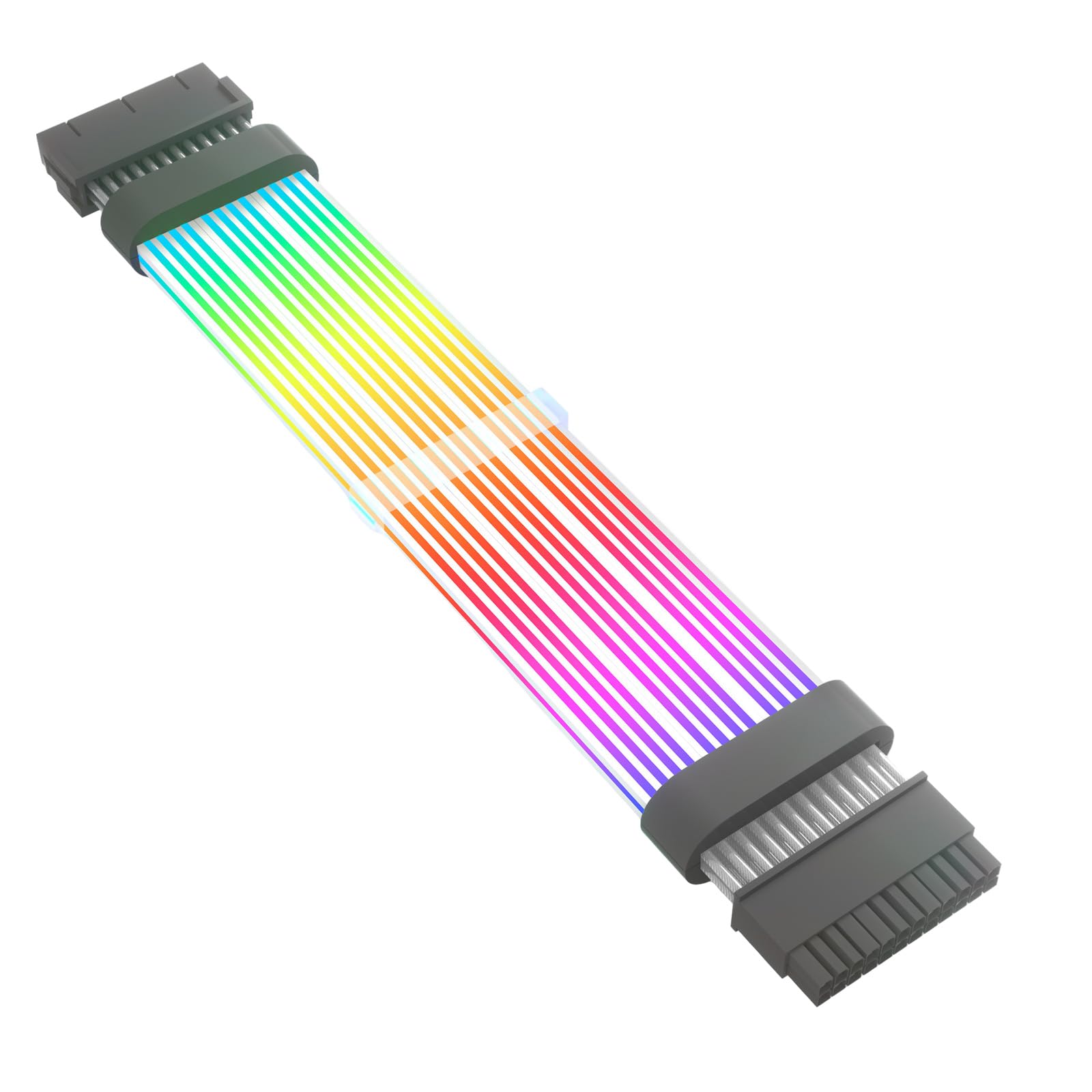 ARGB - Cable de extensión de alimentación de 24 pines con iluminación lateral doble para carcasa de PC, funda de PC de sincronización ARGB de silicona suave de 5 V y 3 pines