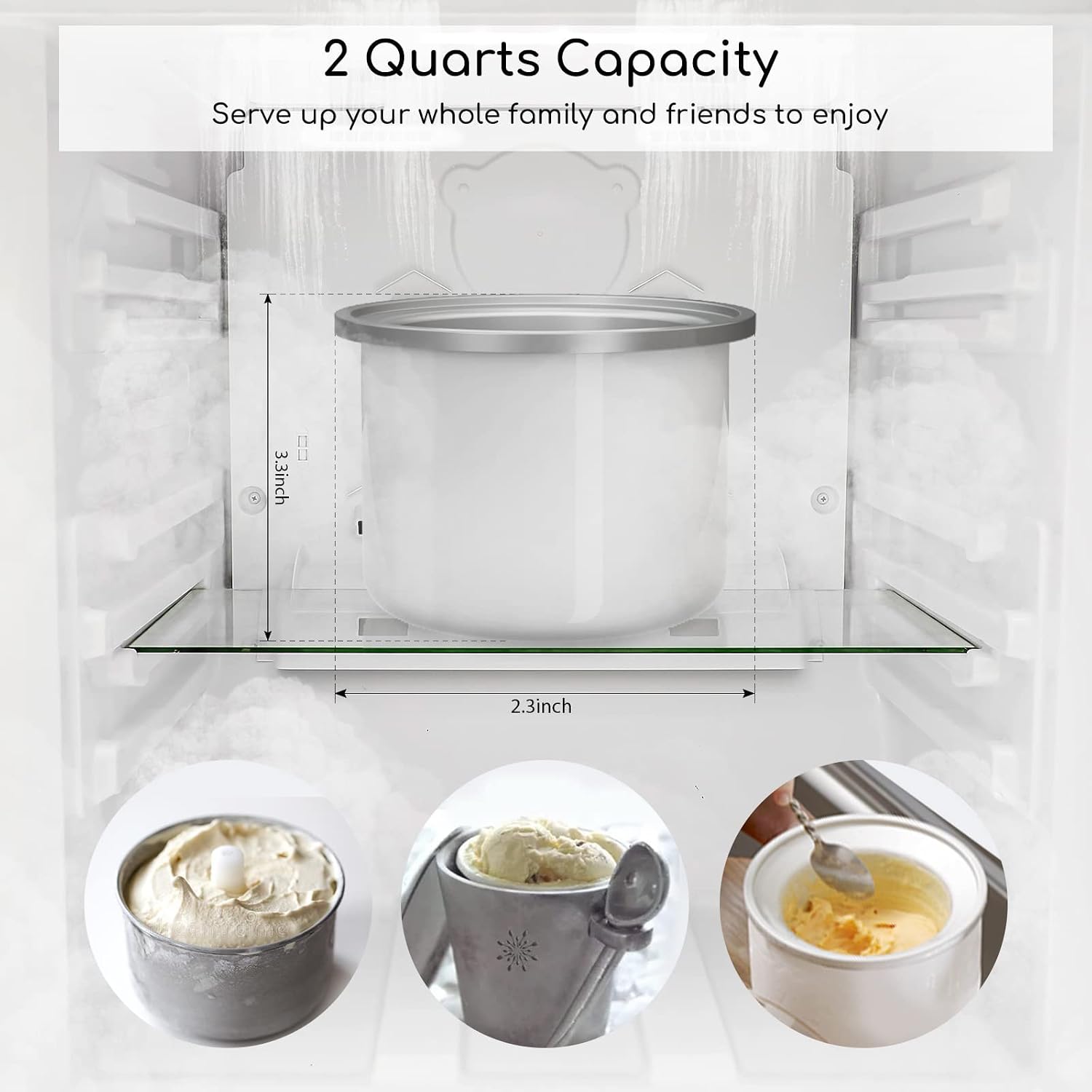 2 Quarts Capacity of Afloia Ice Cream Maker