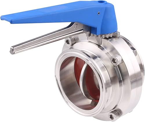 Miniatura 29 de DERNORD Válvula de mariposa con mango de gatillo azul, acero inoxidable 304 Tri Clamp Trlover