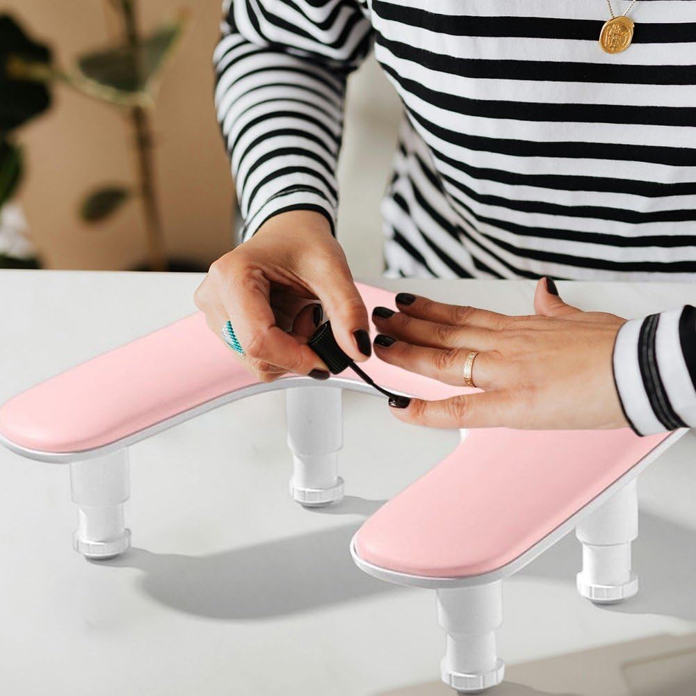 Cuscino poggiabraccia per manicure, U Shaped Nail Arm Rest PU Leather Multicolor for Art Salon(Pink)