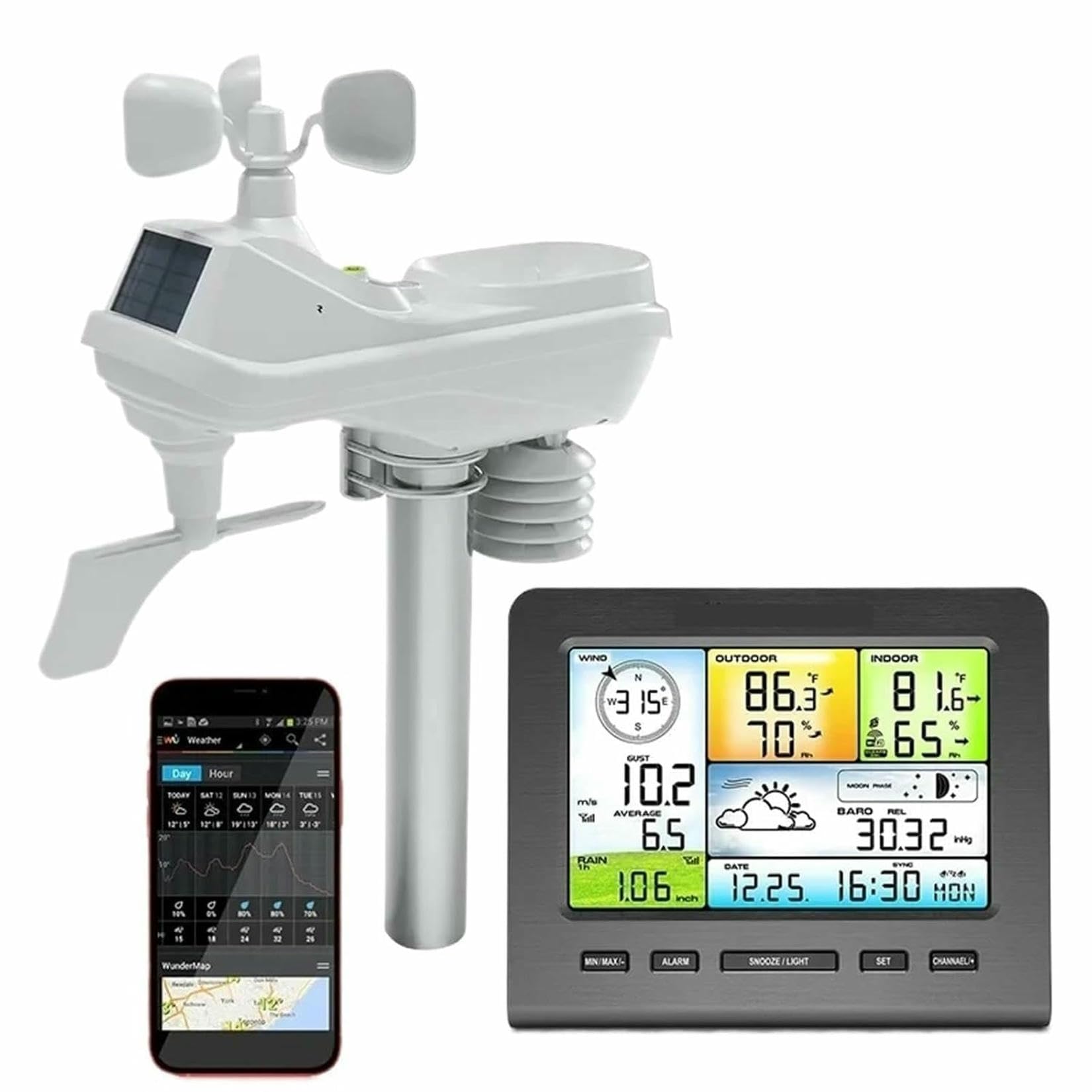 Anémomètre thermomètre hygromètre et station météo intérieur extérieur avec écran LCD
