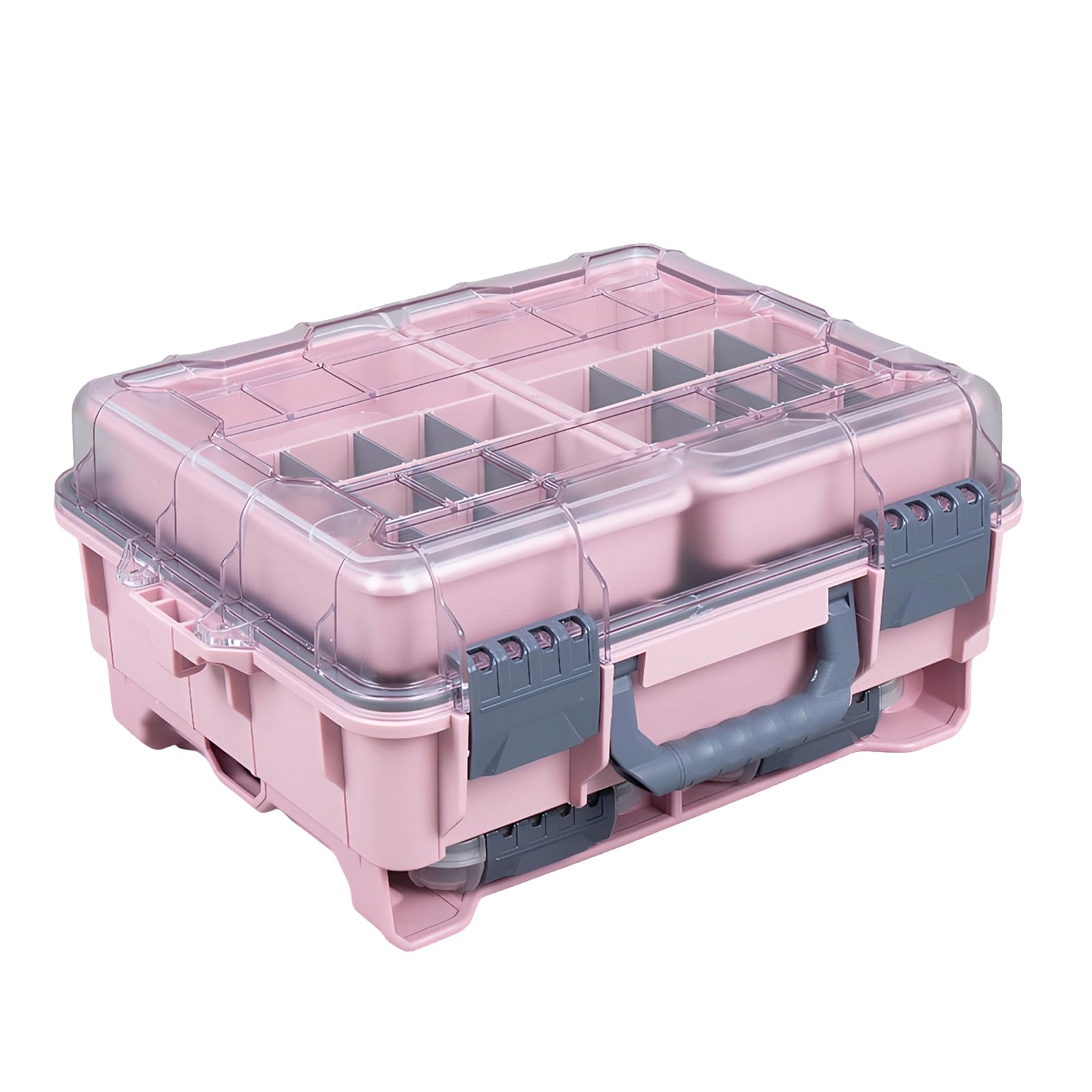 Universal Fishing Tackle Box with Removable Compartments (Pink)