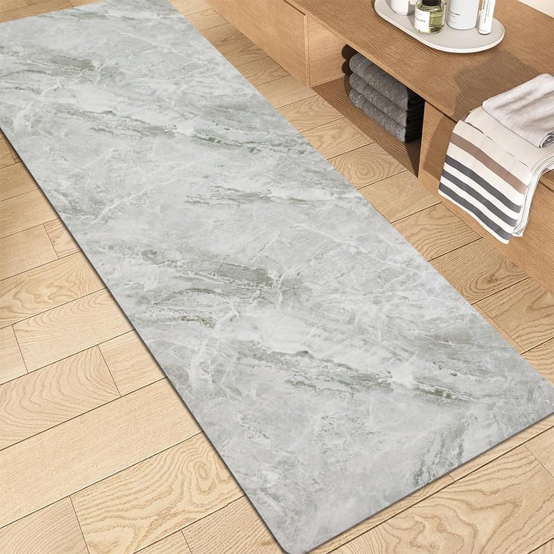 Petgrow Earth Bath Rug Quick Dry Bathroom Runner Rug Absorbent Stain Resistant 2FTX7FT,Non-Slip Long Bath Rug Runner Carpet Door Mat for Hallway Floor Entryway Laundry,Easy to Clean/Custom Size?Grey