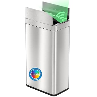 iTouchless 18 Gallon Sensor Kitchen Trash Can with Odor Filter | Pet Lock