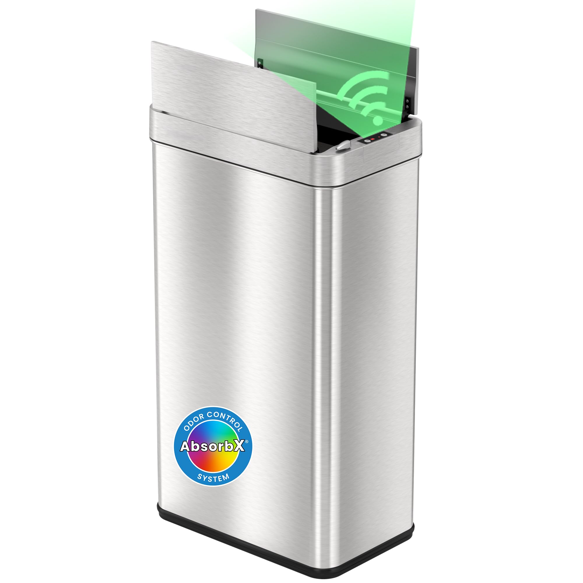 iTouchless 68 Liter / 18 Gallon Wings-Open Lid Sensor Kitchen Trash Can with Odor Filter, Dog-Proof Slim Automatic Large Capacity Stainless Steel Garbage Recycling Bin for Home Office Business Garage