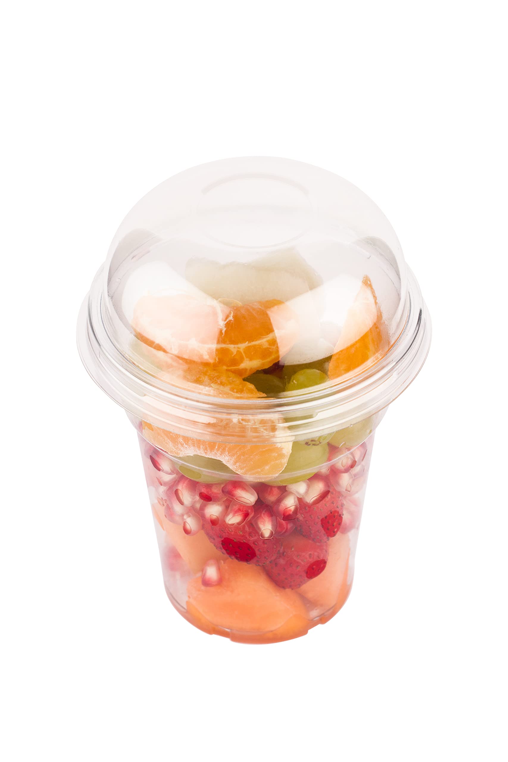 Pro DP 1000 Klarsicht Obstbecher Softeisbecher Müslibecher Salat Shaker Ø92mm 12oz 350ml inkl. Domdeckel geschlossen Premium glasklar PET recycelbar