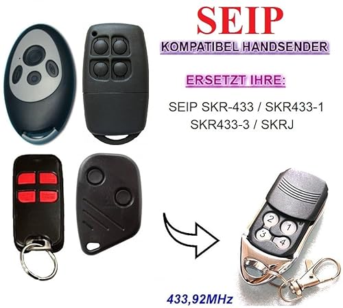 SEIP SKR433 / SKR433-1 / SKR433-3 / SKRJ433 kompatibel handsender, ersatz Fernbedienung 433.92Mhz Rolling Code