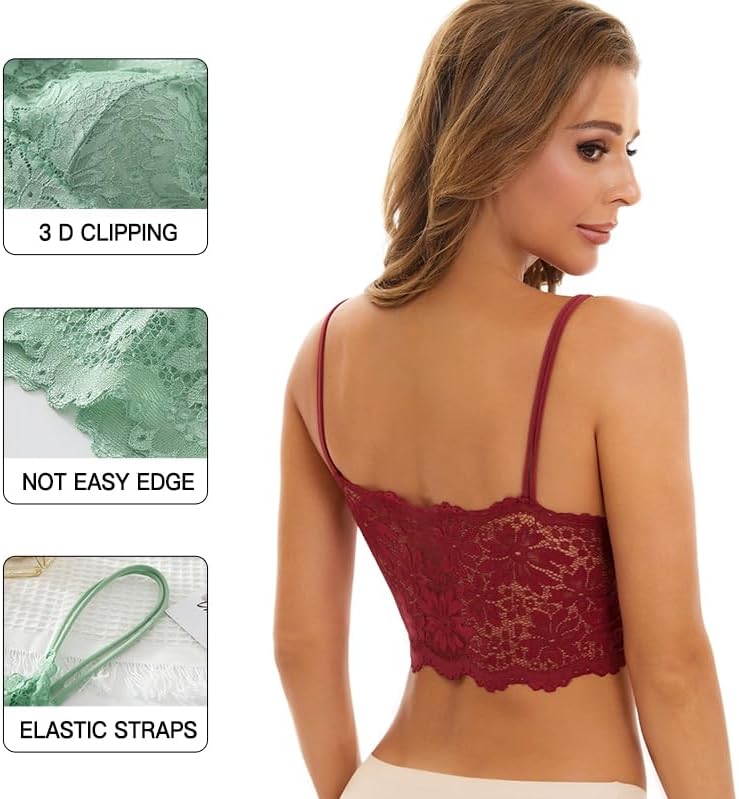 Women Lace Bralettes Padded Soft No Underwire Bra - Image 3
