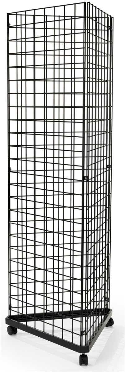 27"w Metal Triangle Shaped Gridwall Base with Wheels, Holds Three Panels - Black