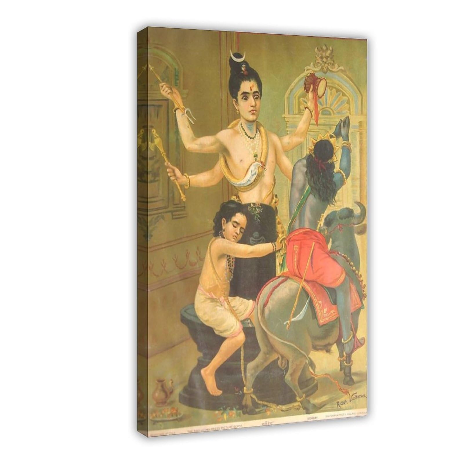 WCYB Raja Ravi Varma - Markandeya Posters Prints Canvas Deco Paintings Wall Art Frame 24" L X 36" W