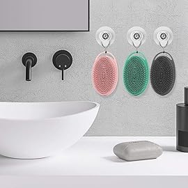 Soft Silicone Body Scrubber 3 PCS Silicone Body Shower, Silicone Loofah 2 in 4 Bath and Shampoo Brush, Body Scrubber Shower Cleaning Exfoliating Use for Sensitive Skin, Lather Well, Black,Pink,Green