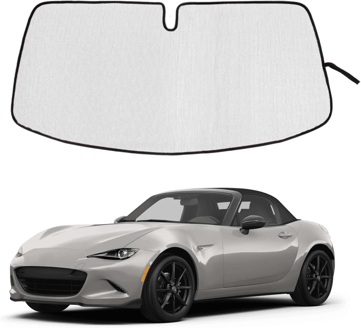 Windshield Sunshade for Mazda MX-5 Miata 2016-2025 Front Window Sun Shade Foldable Reflective Sun Visor Custom Sunscreen UV Blocker Privacy Protector HeatShield Keep Your Car Cooler (Silver)