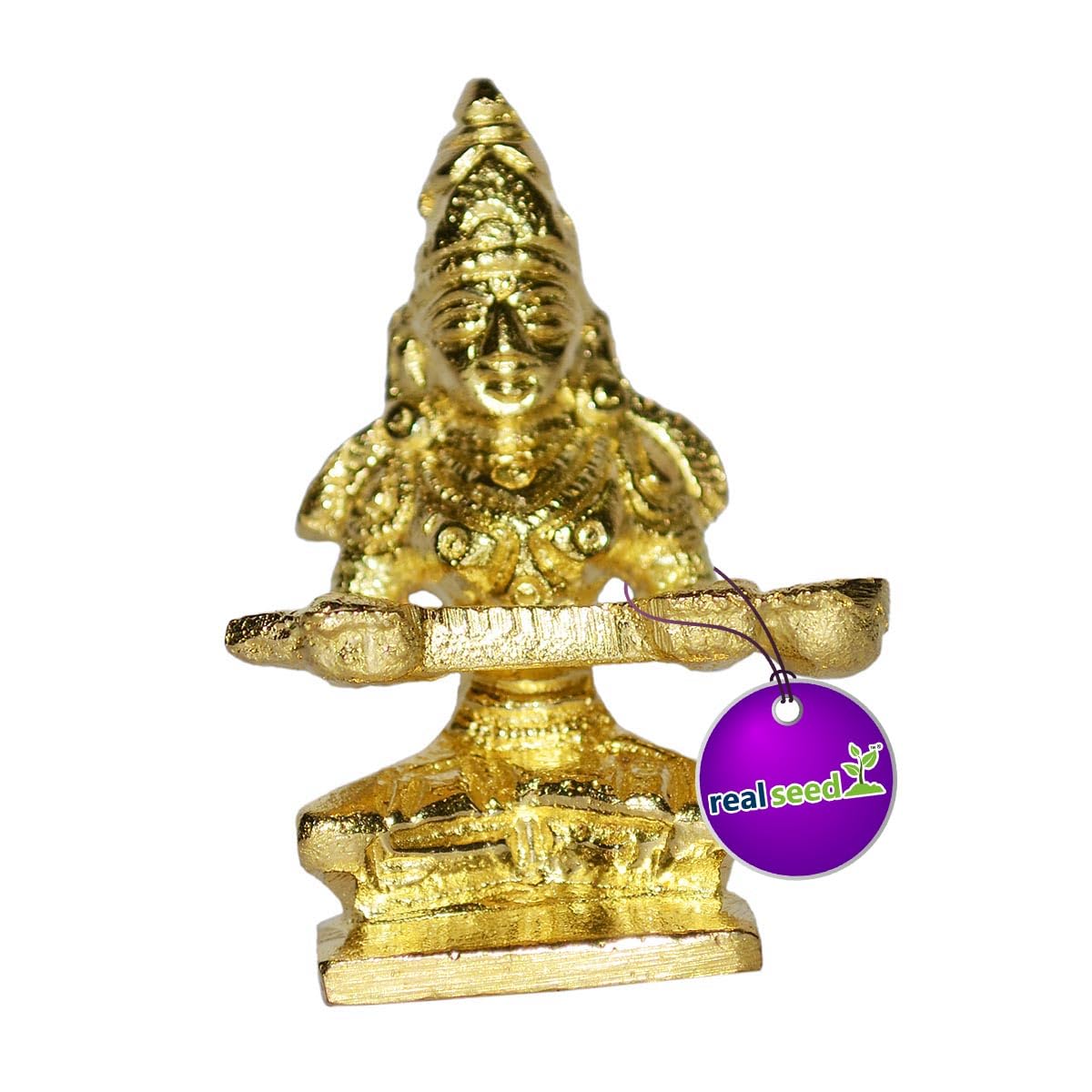 REAL SEED Goddess Annapurna Devi (Goddess of Food) with Fine Carving Made in Brass Metal