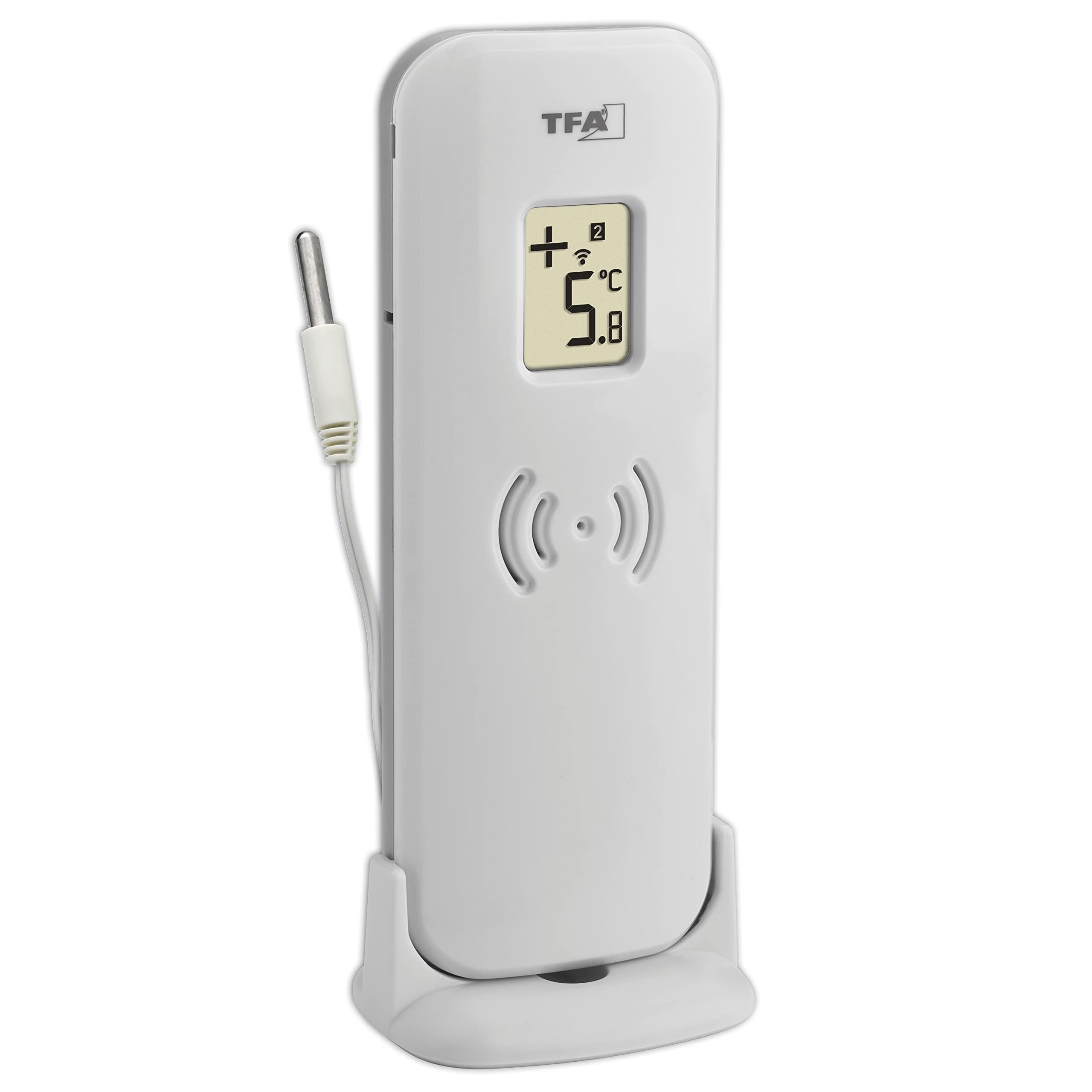 TFA Dostmann Digitales Funk-Thermometer Double-Check, 30.3073.01, mit 2 Sendern (Temperatursender + wasserdichter Kabelfühler), Max.-Min.-Werte, Temperaturalarm mit Aufzeichnung, schwarz