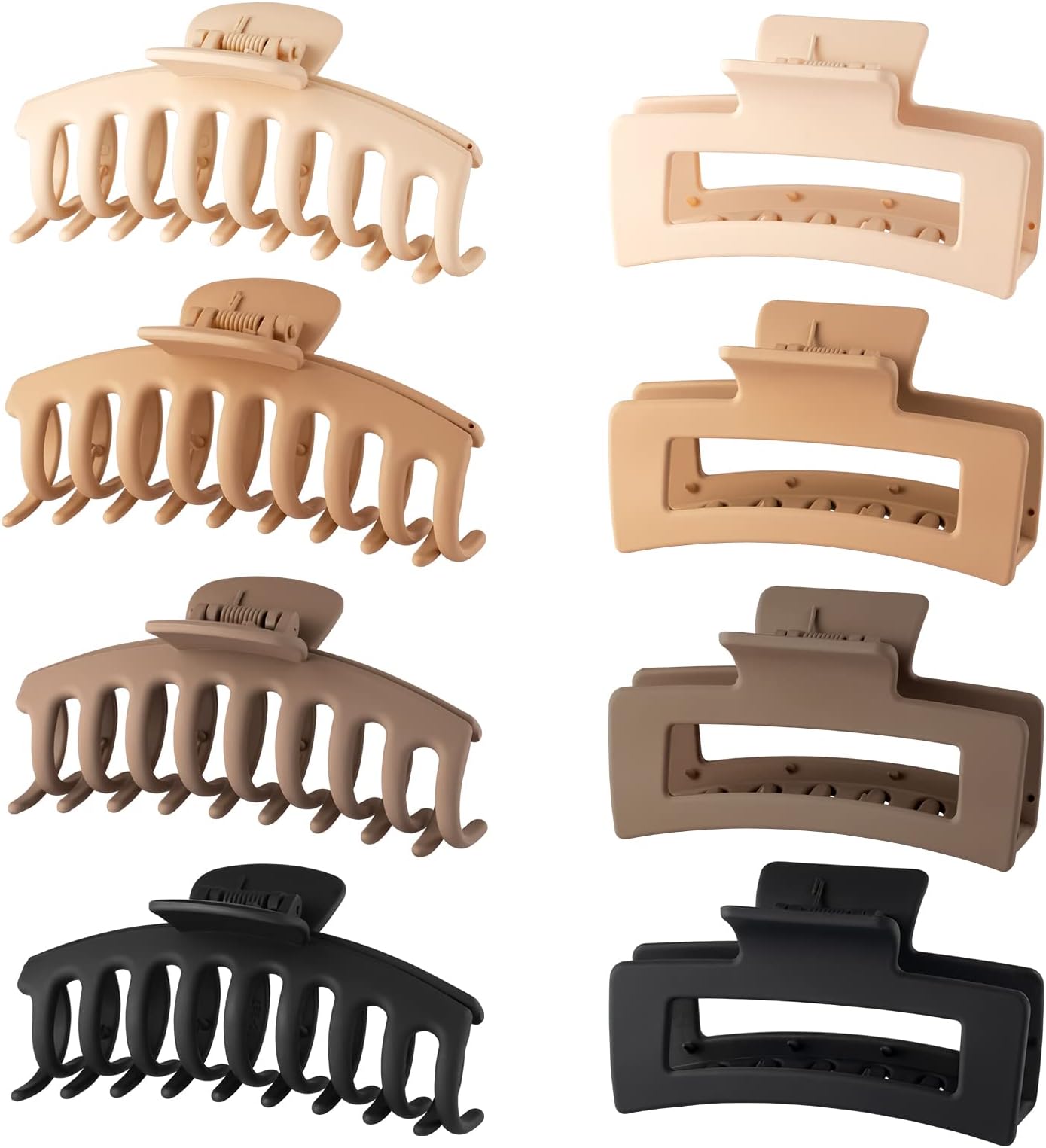 Wekin Hair Claw Clips for Women & Girls, 8 PCS Hair Clips for Thick Hair, Thin Hair Strong Large Hold Hair Claw 4.3" Nonslip Hair Clamps Claw Clip Grips for Bathing & Cooking Vintage Claw Clips