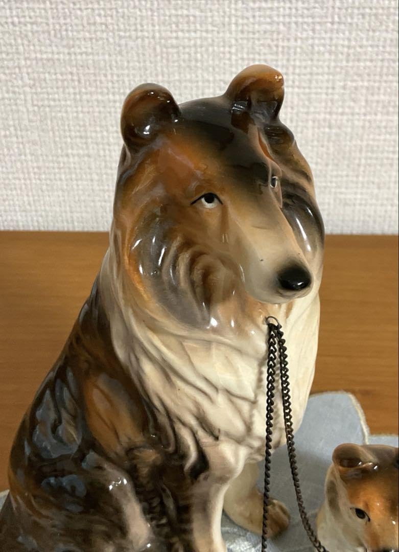 Amazon.co.jp: コリー犬親子 陶器置物 犬置物 ドッグ シェルティ