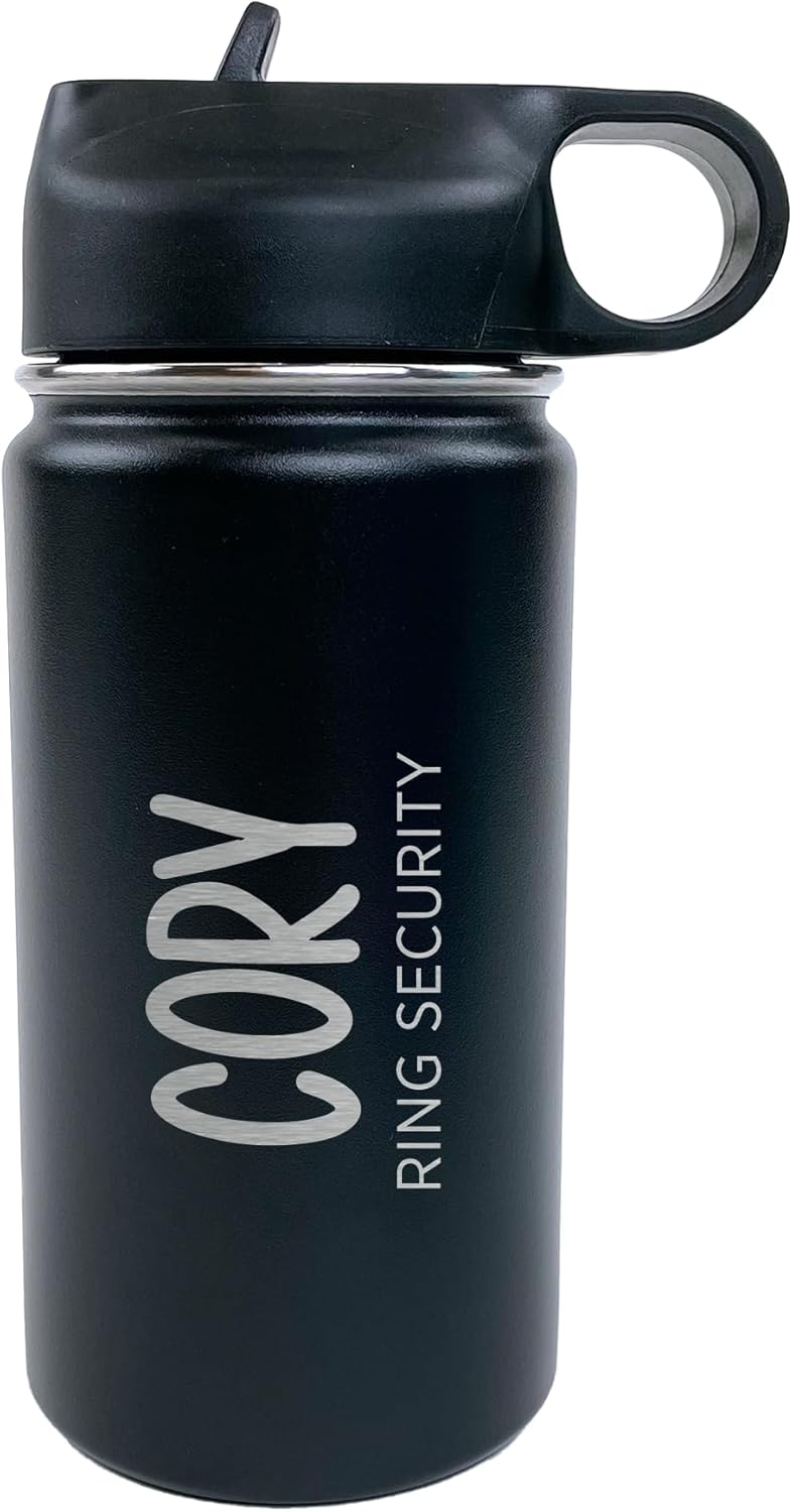 The Crafty Engineer Personalized Ring Security Kids Water Bottle (Black)