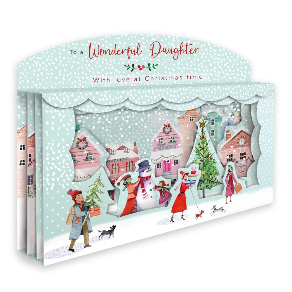 Wonderful Daughter Spectacular 3D Street Scene Christmas Card Freestanding Cards XSPT004, Multicolor, 21cm x 15cm - Image 3