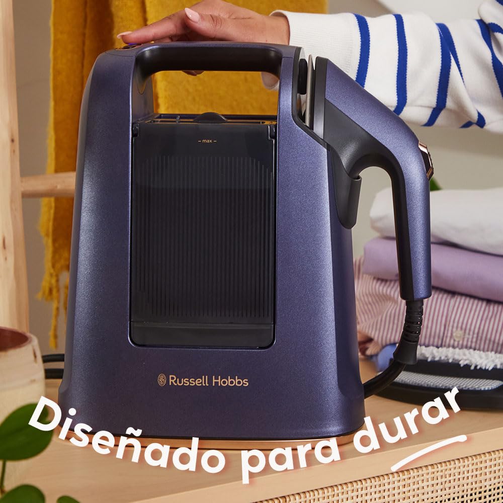 Russell Hobbs Plancha Vertical [2 en 1: Plancha y Vaporizador] Steam Genie Maestro (1700W,20g/min) 2 Accesorios: Delicados y Tapicería,Placa Cerámica,Depósito 750 ml,Almacenaje Integrado, 27600-56