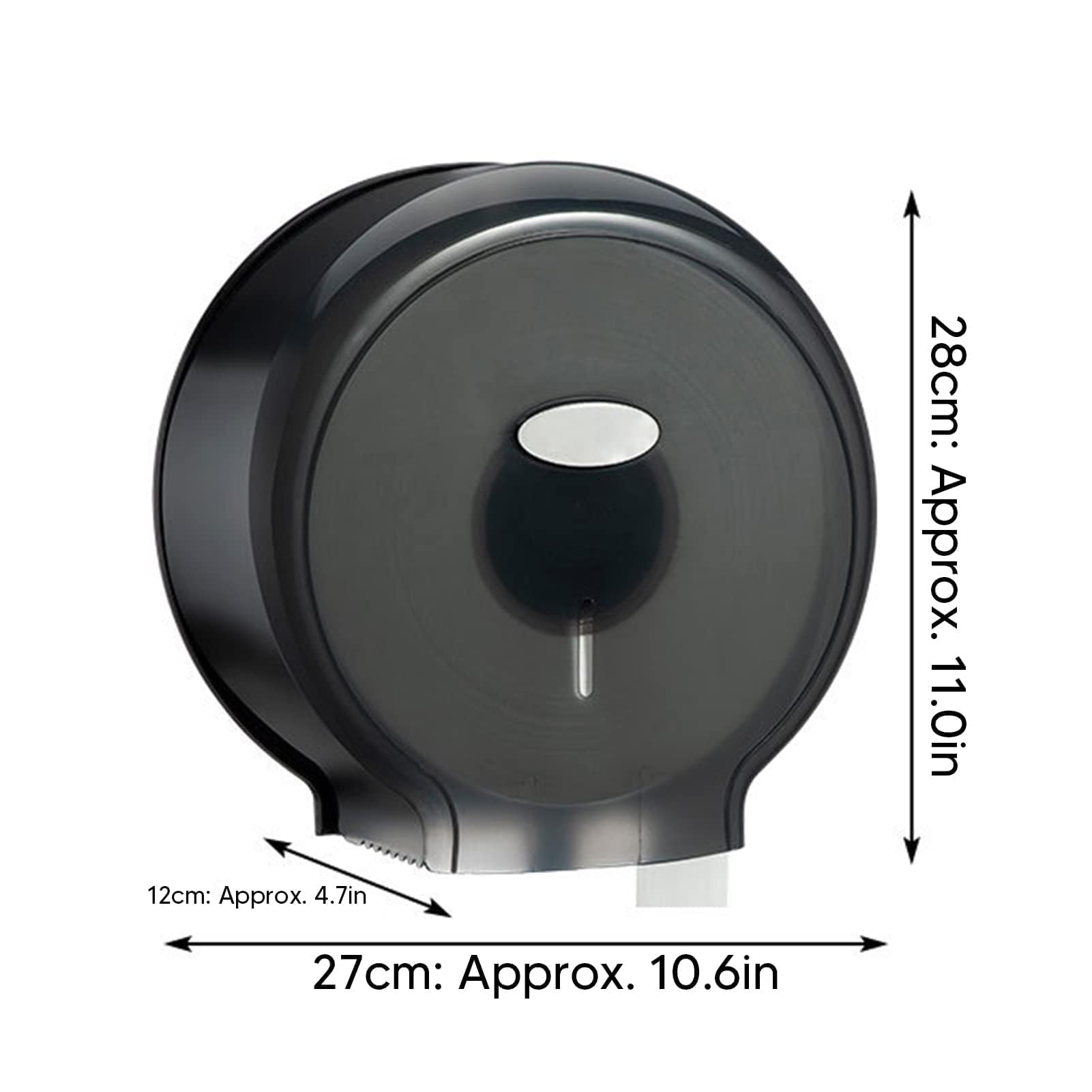 Distributeur de Papier Toilette Jumbo Distributeur de Papier Toilette Jumbo à Rouleau Unique Support Mural étanche Distributeur de Papier Toilette élégant sans Perforation pour Salle de Bain (Noir