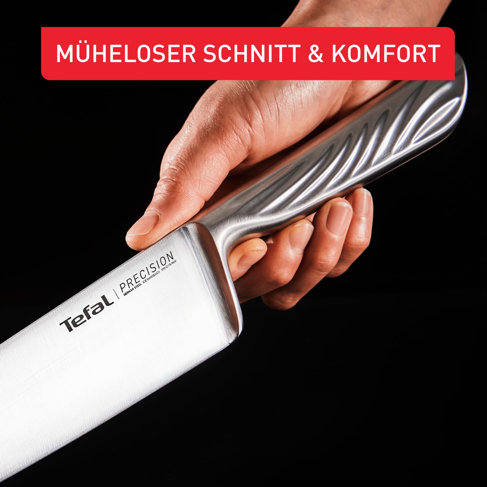Tefal Precision Schälmesser 9 cm, schärfstes Messer, 22°-Klingenwinkel, Eishärtungstechnologie, Wellenmuster, Edelstahl, K2890124