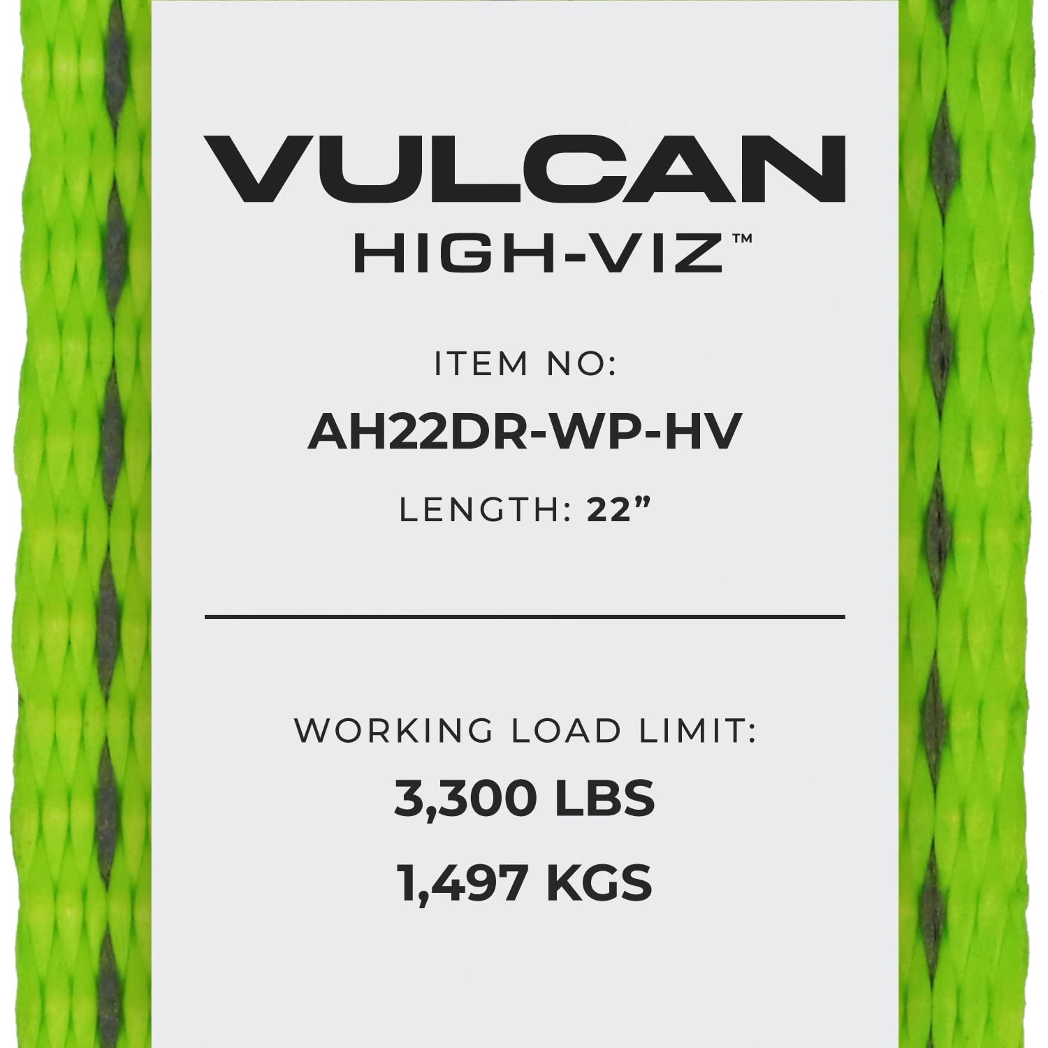 Vulcan Car Tie Down Axle Strap with Wear Pad - 2 Inch x 22 Inch - 4 Pack - High-Viz - 3,300 Pound Safe Working Load