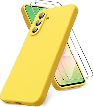 Vansdon Cover Compatible with Samsung Galaxy A56 5G - Yellow | Contains 2 Tempered Glass Screen Protector, Rubber Liquid Silicone Gel Shockproof Case