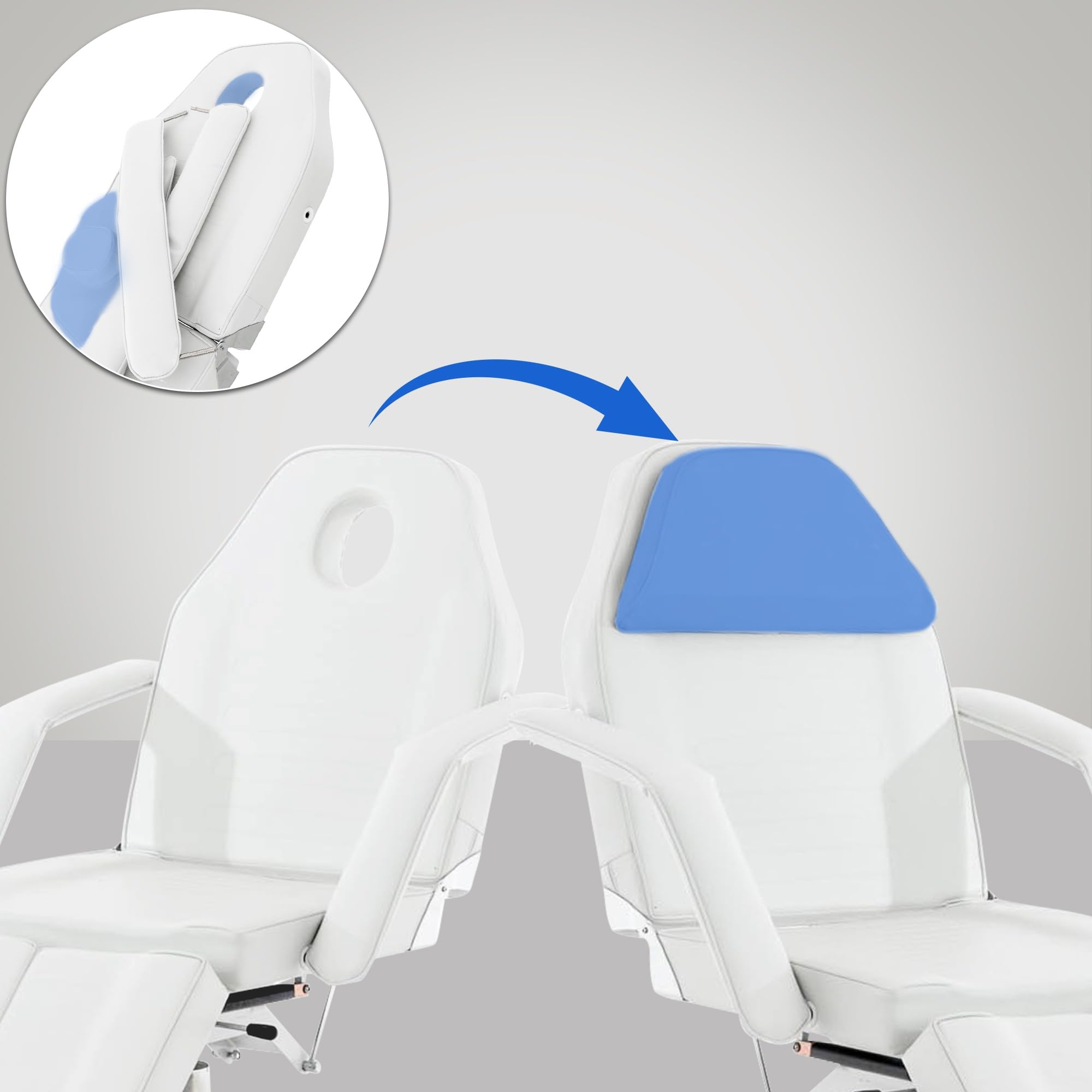 CLP Fauteuil De Massage Hydraulique Split V2 en Similicuir I Hauteur Réglable en Continue Accoudoirs Réglables Chaise Cosmétique Multifonction, Couleur:Blanc