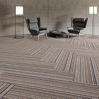 Carpet Tiles 20x20 inch,Durable with,Flame Retardant, Easy to Clean,Waterproof and Non-Slip,for All Areas House Office Bedroom 40 pcs(Color:B)
