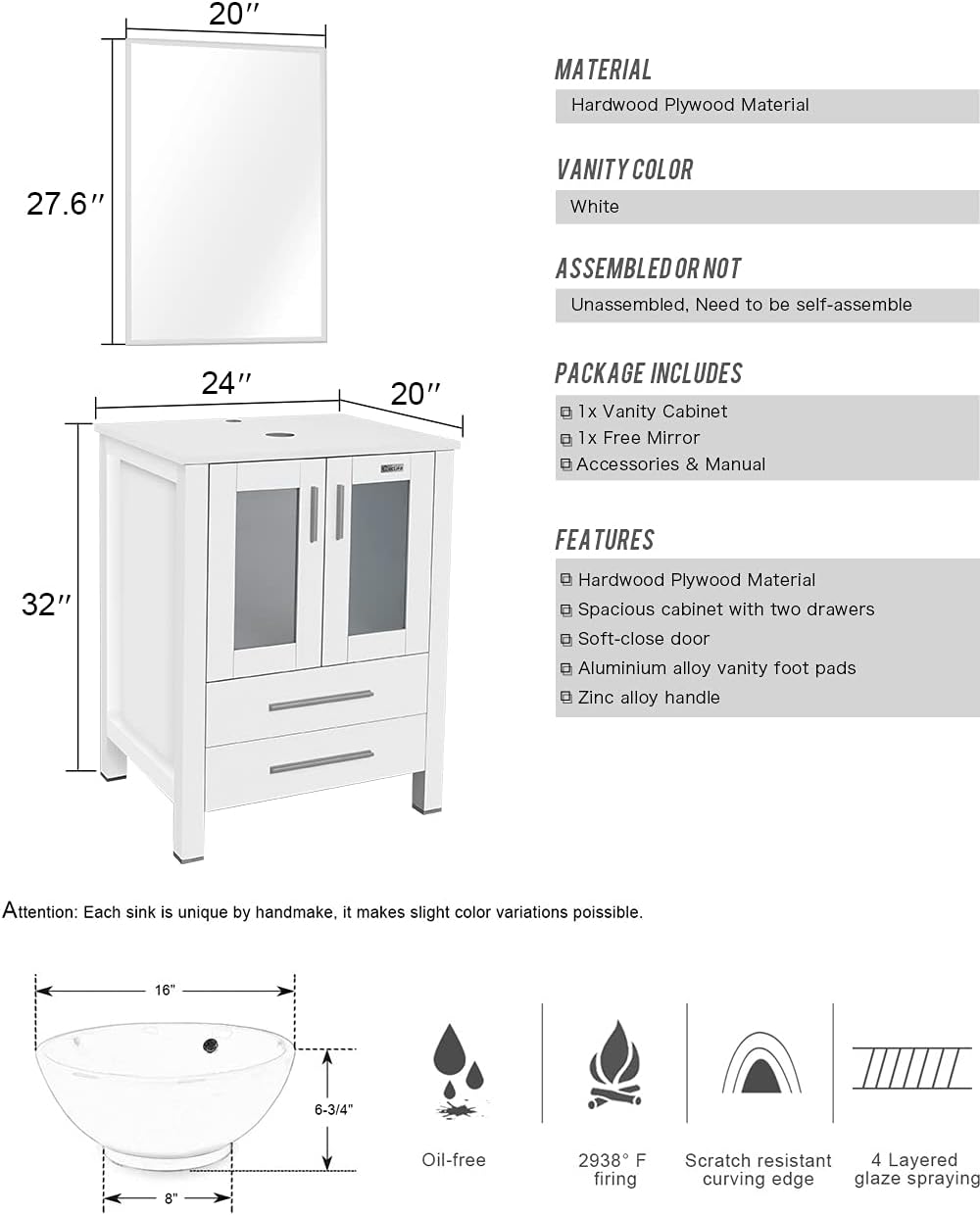 Prоmо 40% оƒƒ eclife 48” White Bathroom Vanity Sink Combo W/White Side Cabinet Modern Stand Pedestal W/Round White Ceramic Vessel Sink, Chrome Bathroom Solid Brass Faucet, Pop Up Drain Combo, W/Mirror(A062B11W) 🔥 Flаѕh Sаlе eclife 48” White Bathroom Vanity Sink Combo W/White Side Cabinet Modern Stand Pedestal W/Round White Ceramic Vessel Sink, Chrome Bathroom Solid Brass Faucet, Pop Up Drain Combo, W/Mirror(A062B11W)