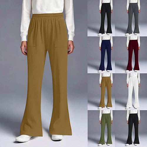 Girls Flare Linen Pants Lightweight Loose Elastic Waist Comfy Summer Thin Kids Casual Beach Trousers for 5-14 Years(01 Blue,5-6X)