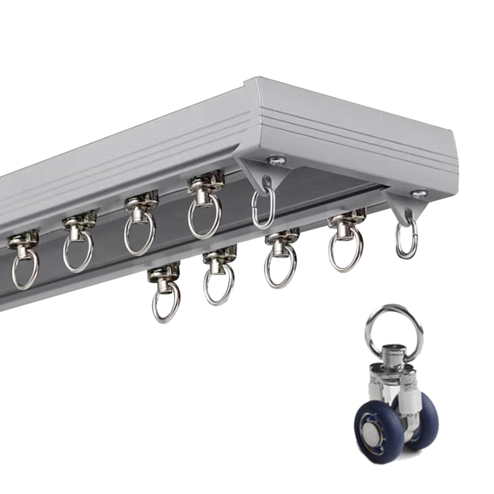 PQPQLI Heavy-Duty Aluminum Double Ceiling Curtain Track, Room Divider & Wall Divider Curtain Rail System, For Window, RV, Home, Bedroom & Living Room(Grey,2.8M/9.2ft/2 * 140CM)