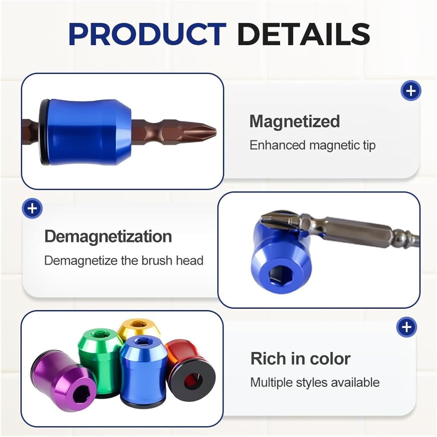 Strong Magnetic Screw Holder Ring, Universal Magnetic Screwdriver Head Ring Bit For Drill And Hand Tools, Anti-Slip Screwdriver Holder For Mechanics Carpenters DIY(D)