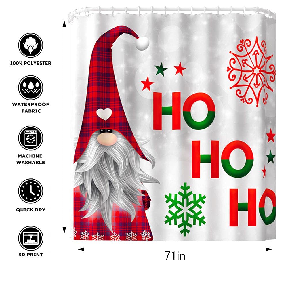 Newsuyaa, set di 4 decorazioni natalizie per il bagno, tenda da doccia, WC, set di tappeti di Natale, Babbo Natale, pino, pupazzo di neve, gnomo (A6