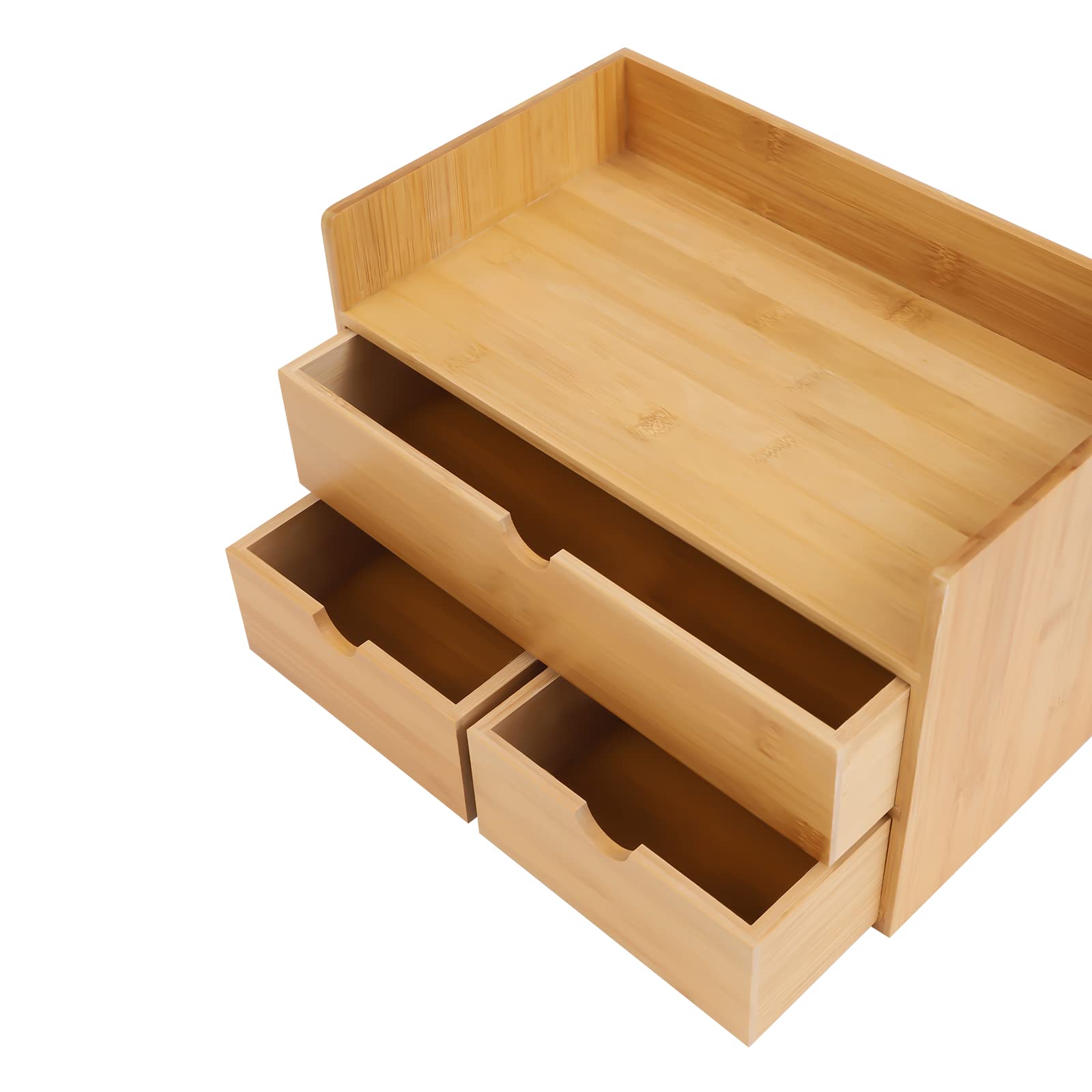 Organizer da scrivania in bambù con 3 cassetti, organizzatore da scrivania in bambù, con cassetti (da 2 a partire da 1 pareggio)