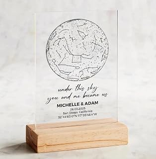 Custom Star Map by Date - Personalized Constellation Map Star Map Night Light Star Map Wedding Date Night Couple Custom Gift Star Gifts for Him Custom Star Chart Anniversary Star Map Gift