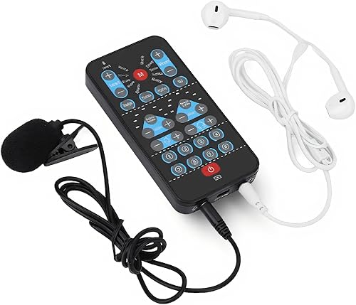 Tarjeta de sonido en vivo, cambiador de voz de mano, mini dispositivo cambiador de voz, 8 efectos de sonido fijos, enchufe y, grabación de juegos,