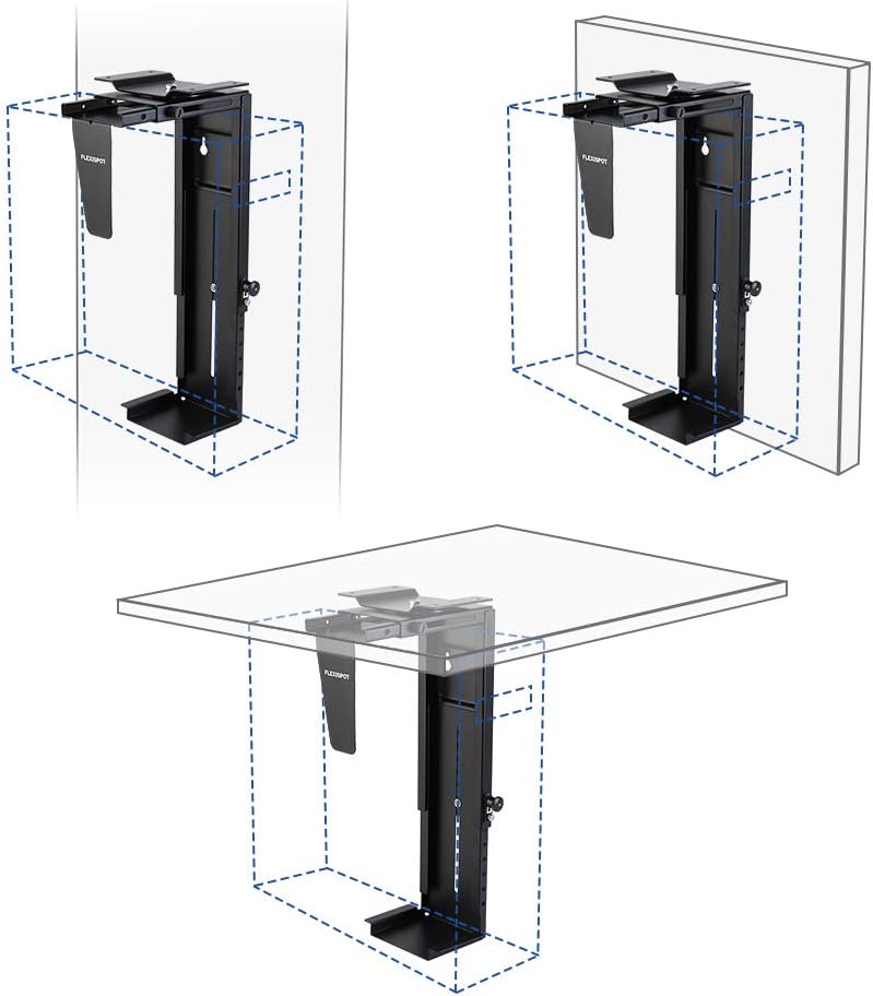Diagram showing multiple installation options for FLEXISPOT CH2B CPU Holder
