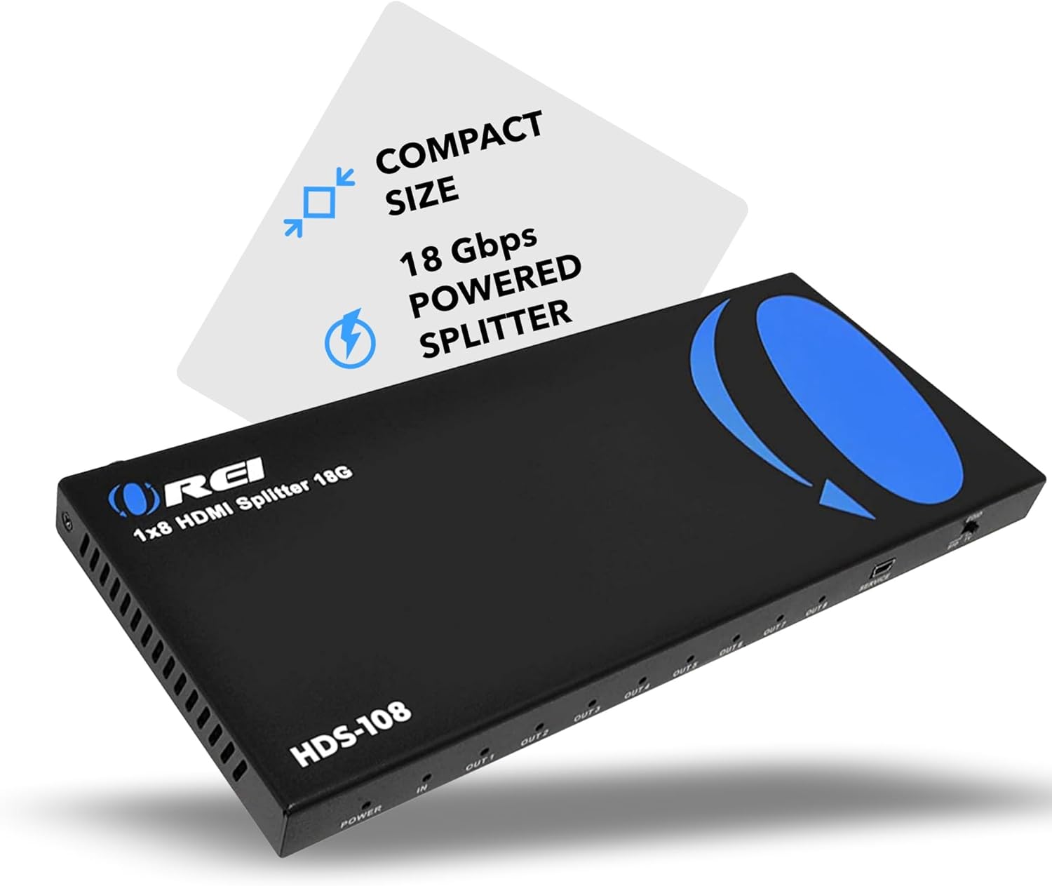 OREI UltraHD 1 in 8 Out HDMI Splitter 4K@60Hz 4:4:4 - HDMI 2.0 and HDCP 2.2 compliant with 3D support and EDID control