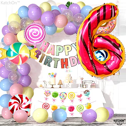 Image of KatchOn, Giant Number 6 Donut Balloon - 40 Inch | Donut 6 Balloon | Donut Birthday Decorations, 6 Number Balloons | Number Balloons for Wedding Anniversary