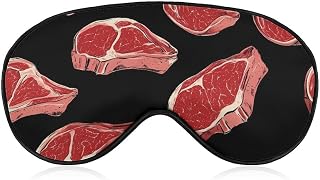 Meat Red Steaks Sleep Mask with Adjustable Strap Eye Masks Cover Blocks Light Traveling Gifts