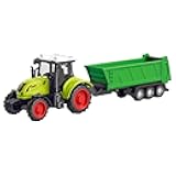 9.45 Inch Farmer Tractor Toy Friction Powered, Kids Construction Toys for Boys & Girls, Mini Construction Vehicles for Birthday Holiday, Toddler Toy Vehicle, Car Toy