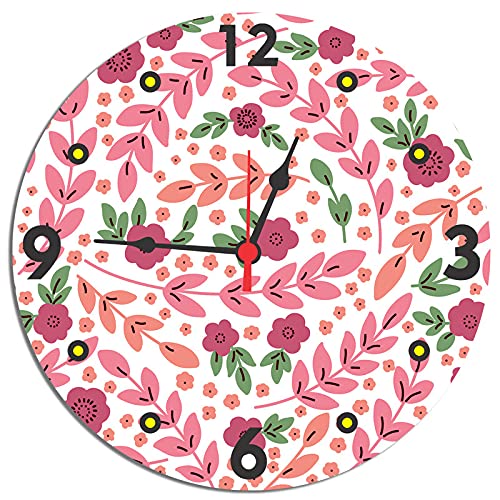 Buy Woodz Thewhistelingwoodz Attractive Flower Print Wall Clock